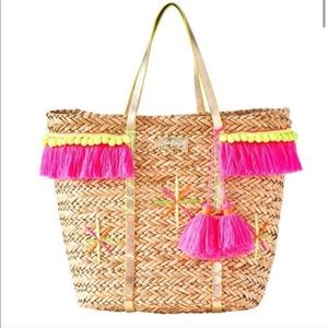NWT LILLY PULITZER Baja Tote Beach Straw Boho Bag